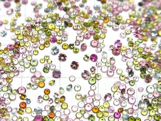 Hochwertiger Multicolor Turmalin AAA Lose Stein Rund Facettiert 1-2mm 10 Stück
