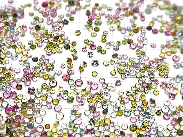 Hochwertiger Multicolor Turmalin AAA Lose Stein Rund Facettiert 1-2mm 10 Stück