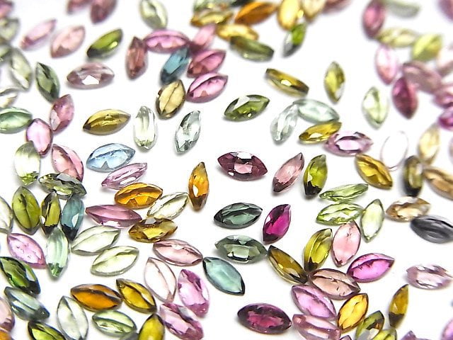 高品質多色碧璽 AAA 裸石 欖尖形刻面 4x2mm 10顆