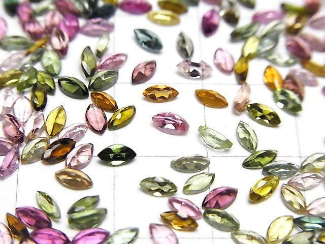 高品質多色碧璽 AAA 裸石 欖尖形刻面 4x2mm 10顆