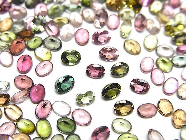 高品質多色碧璽 AAA 刻面橢圓形裸石 4x3mm 10顆