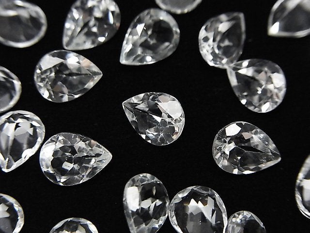 優質白色托帕石 AAA 梨形刻面裸石 8x6mm 5顆