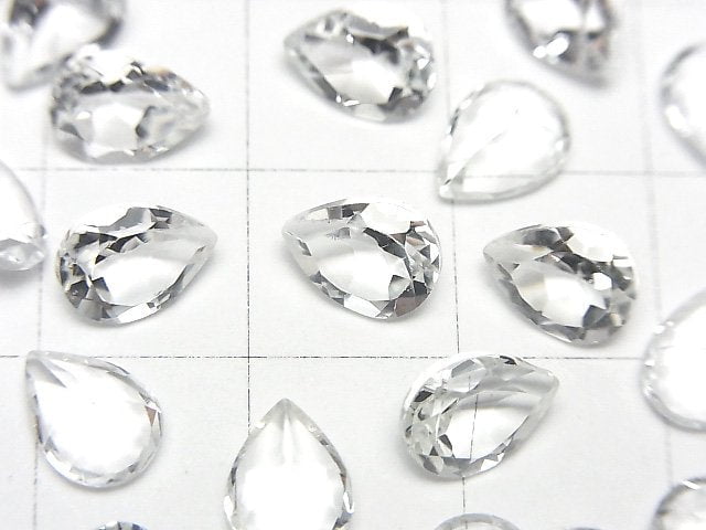 優質白色托帕石 AAA 梨形刻面裸石 8x6mm 5顆