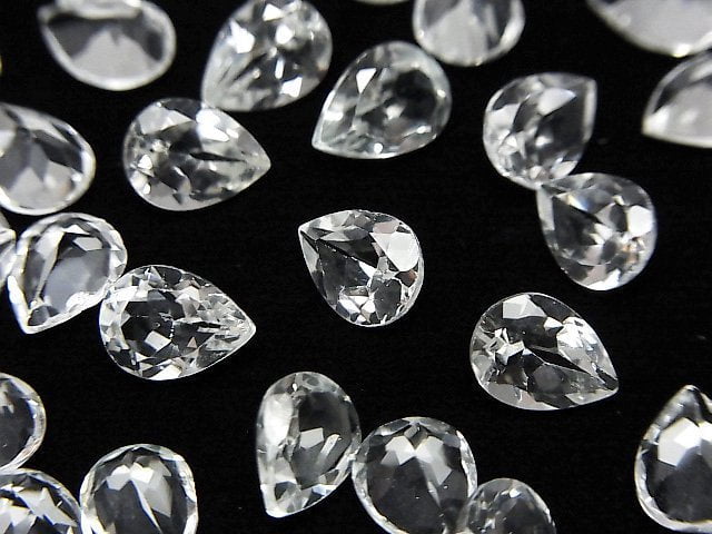 Hochwertiger Weißer Topas AAA Lose Stein Tropfenform Facettiert 8x6mm 5 Stück