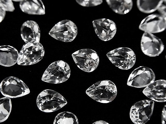 Hochwertiger Weißer Topas AAA Lose Stein Tropfenform Facettiert 8x6mm 5 Stück