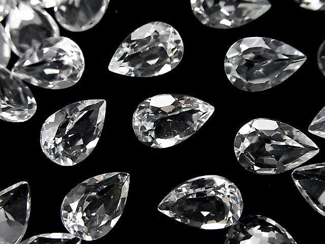高品質白色拓帕石 AAA 級梨形刻面裸石 12x8mm 2顆