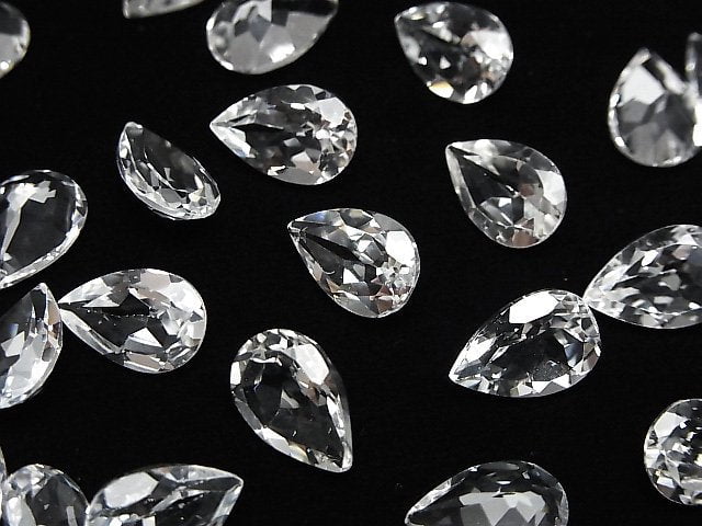Hochwertiger Weißer Topas AAA Lose Stein Tropfenform Facettiert 12x8mm 2 Stück