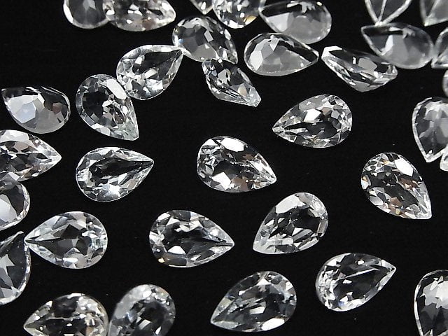 Hochwertiger Weißer Topas AAA Lose Stein Tropfenform Facettiert 12x8mm 2 Stück