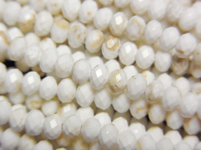 高品質!菱鎂礦刻面鈕扣圓珠 4x4x3mm 1串珠子 (約15英吋/37公分)