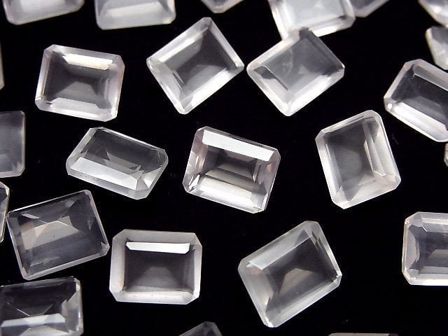 優質粉晶 AAA 裸石 矩形刻面 10x8mm 2顆