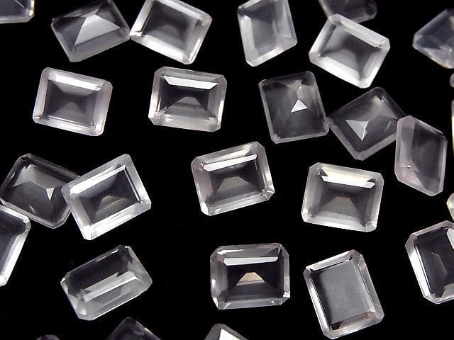 Hochwertiger Rosenquarz AAA lose Stein rechteckig facettiert 10x8mm 2 Stück