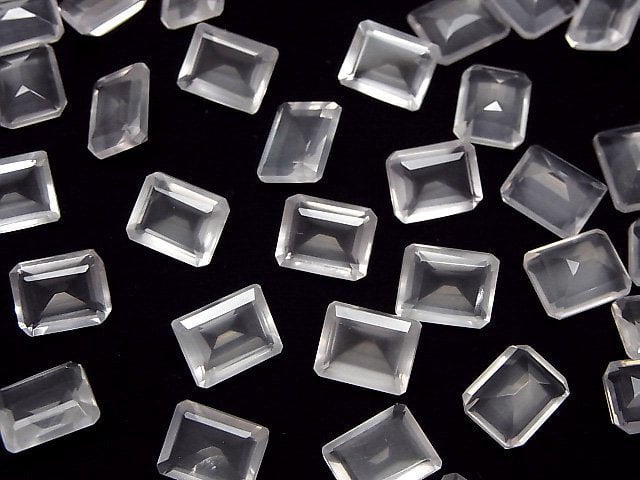Hochwertiger Rosenquarz AAA lose Stein rechteckig facettiert 10x8mm 2 Stück