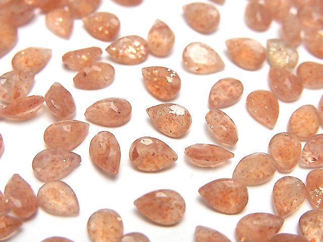 高品質太陽石 AAA - 裸石 梨形 刻面 6x4mm 5顆