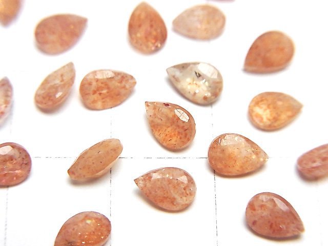 高品質太陽石 AAA - 裸石 梨形 刻面 6x4mm 5顆