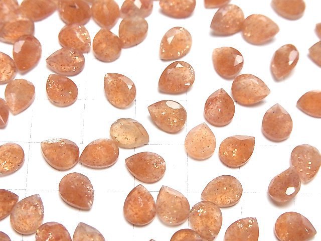 Hochwertiger Sonnenstein AAA- lose Stein tropfenförmig facettiert 8x6mm 3 Stück