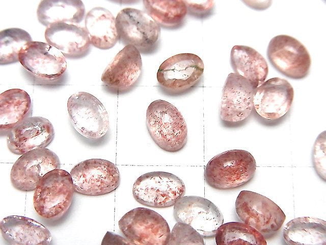 高品質粉紅色綠簾石 AAA 橢圓形素面蛋面 6x4mm 10顆