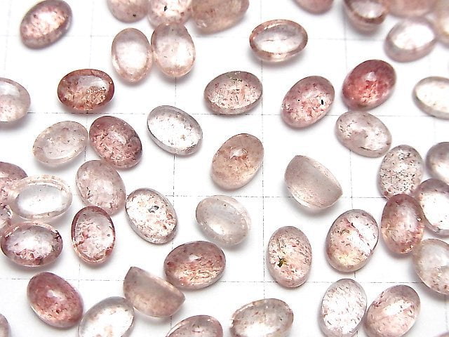 Hochwertiger rosa Epidot AAA ovaler Cabochon 7x5mm 5 Stück