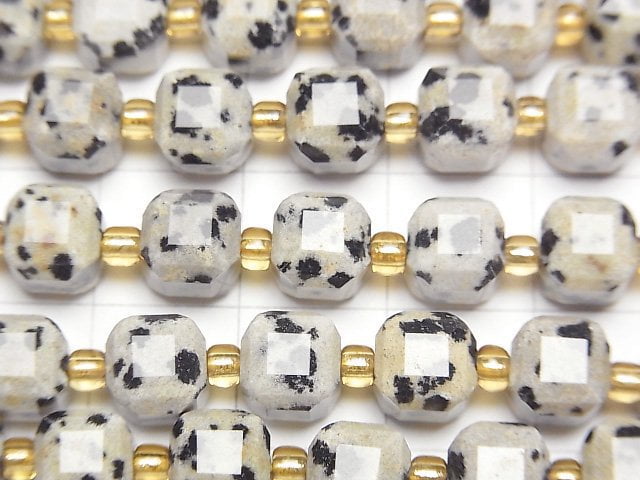 High Quality! Dalmatian Jasper Cube Shape 7x7x7mm 1strand beads (aprx.15inch/36cm)