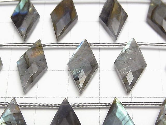 拉長石 AA++ 鑽石形 20x10mm 1串珠子 (8顆)