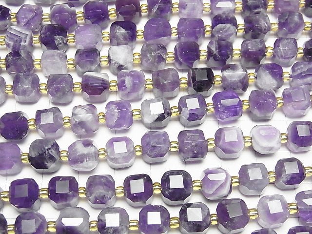 Hochwertig! Gestreifter Amethyst Würfelform 8x8x8mm halbe oder 1 Strang Perlen (ca. 15 Zoll/36 cm)