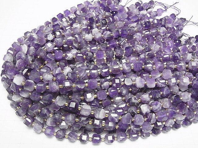 Hochwertig! Gestreifter Amethyst Würfelform 8x8x8mm halbe oder 1 Strang Perlen (ca. 15 Zoll/36 cm)