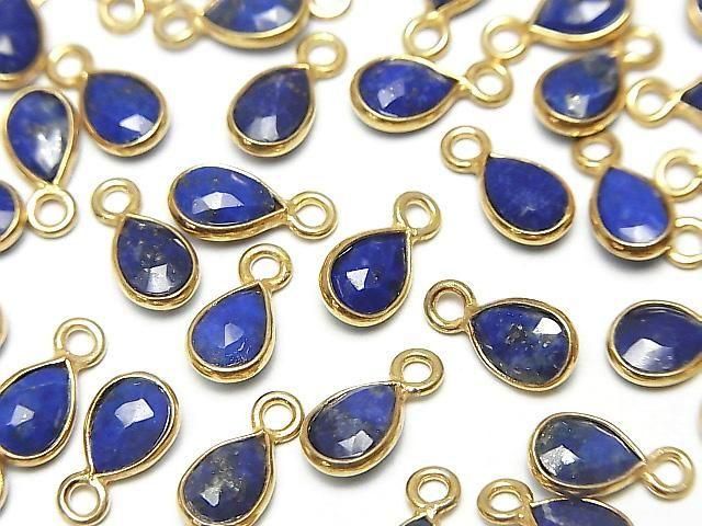 青金石 AA++ 7x5mm 梨形玫瑰式切割 18KGP 包鑲 4顆