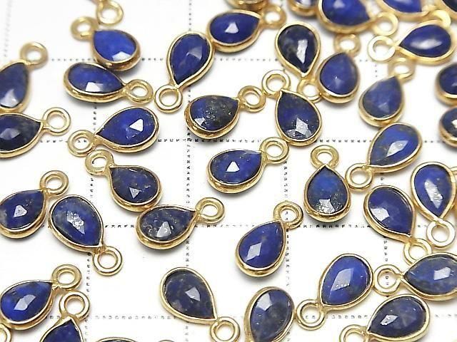 Lapislazuli AA++ Zargenfassung tropfenförmig 7x5mm Rose Cut 18KGP 4 Stück