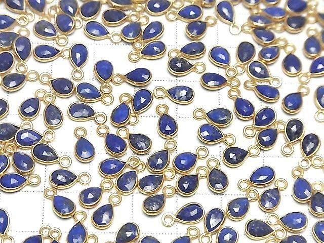 Lapislazuli AA++ Zargenfassung tropfenförmig 7x5mm Rose Cut 18KGP 4 Stück
