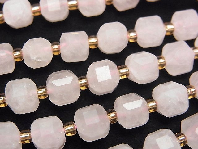 高品質!玫瑰石英 AA++ 立方體形狀 7x7x7mm 半串或 1 串珠子 (約 15 英寸/36 厘米)