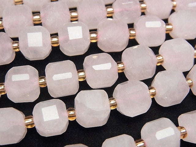高品質!粉晶 AA++ 方塊形 8x8x8mm 半串或一串珠子 (約 15 英吋/36 公分)