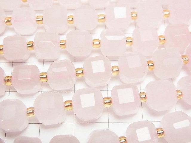 高品質!粉晶 AA++ 方塊形 8x8x8mm 半串或一串珠子 (約 15 英吋/36 公分)