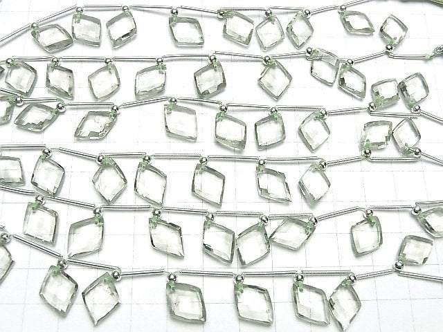 Hochwertiger grüner Amethyst AAA- diamantförmig halb oder 1 Strang Perlen (8 Stück)