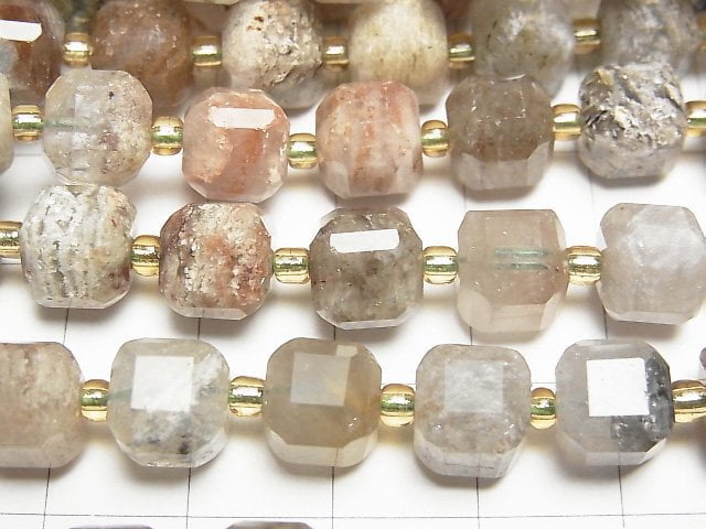 高品質!庭園石英 AA++ 立方體形狀 8x8x8mm 半串或 1 串珠子(約 15 英吋/36 公分)