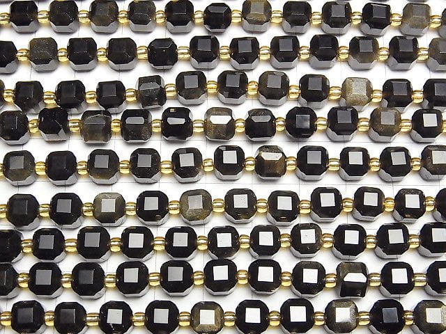 Hochwertig! Goldobsidian AA++ Würfelform 7x7x7mm 1 Strang Perlen (ca. 15 Zoll/36 cm)