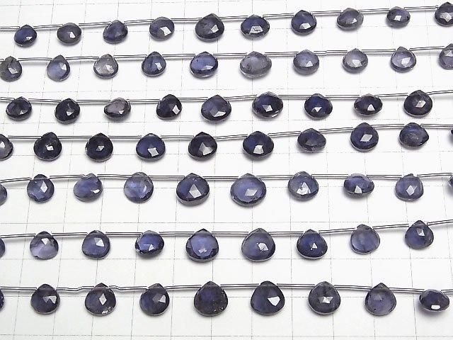 高品質堇青石 AA++ 栗子刻面梨形串珠 (8顆)