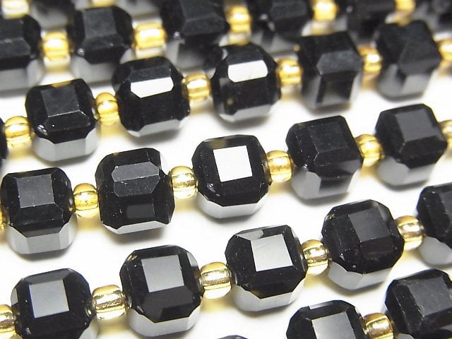 高品質!縞瑪瑙正方體形狀 7x7x7公釐 1串珠子(約15英吋/37公分)