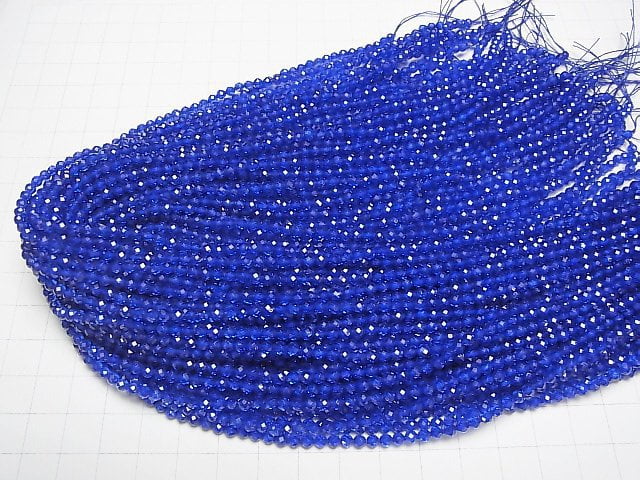 Hochwertig! Synthetischer Saphir AAA facettierte Runde 3mm 1Strang Perlen (ca. 15 Zoll/37 cm)