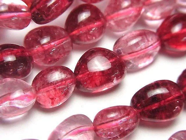 粉紅色裂紋水晶碎石珠 1串(約15英吋/38公分)