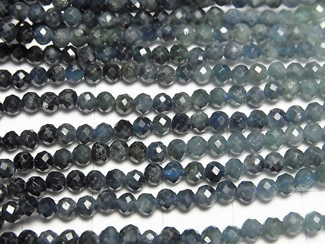 高品質!靛藍電氣石 AA+ 刻面圓珠 3mm 1串珠子 (約15英吋/37公分)