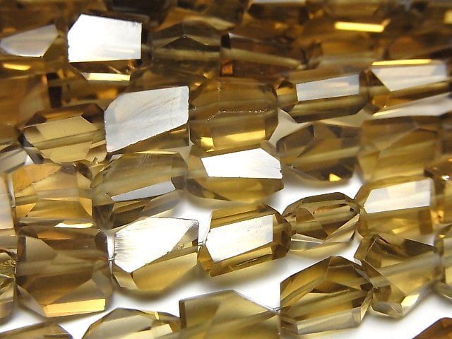 高品質啤酒水晶石英 AAA 刻面金塊 半串或 1 串珠子 (約 7 英寸/18 公分)