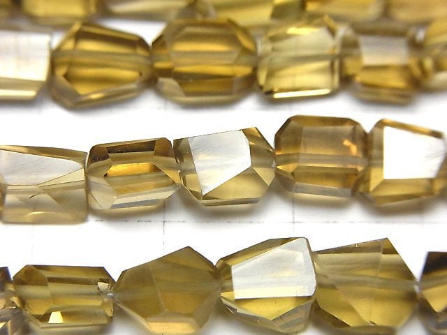 高品質啤酒水晶石英 AAA 刻面金塊 半串或 1 串珠子 (約 7 英寸/18 公分)