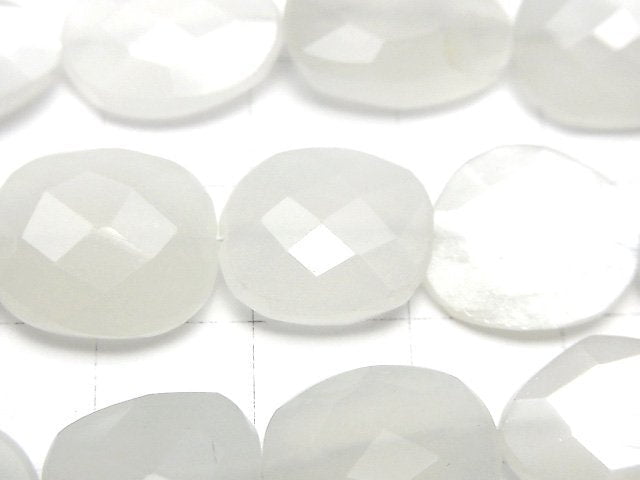 高品質白色月光石 AA++ 平面刻面塊狀半串或1串珠子 (約7英寸/18公分)