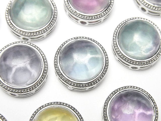 多色螢石 AAA - 珠寶鑲嵌圓形通孔 18x18mm 3件