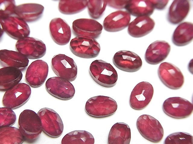 高品質紅寶石 AAA 橢圓玫瑰式切割 6x4mm 2顆