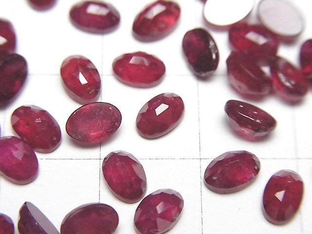 高品質紅寶石 AAA 橢圓玫瑰式切割 6x4mm 2顆