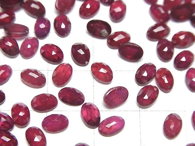 Hochwertiger Rubin AAA- Oval Rose Cut 6x4mm 2Stk