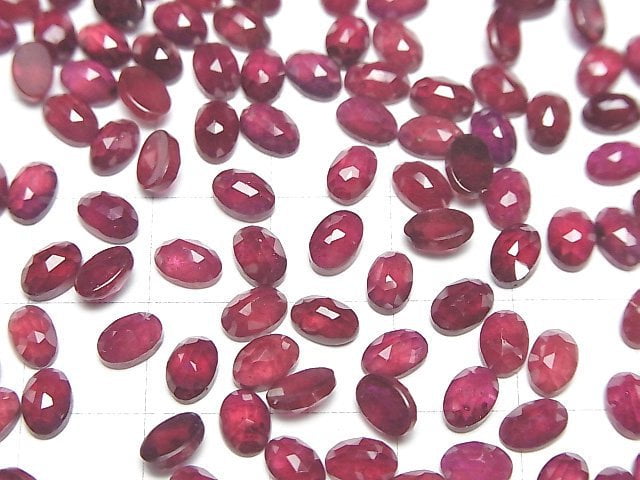 Hochwertiger Rubin AAA- Oval Rose Cut 6x4mm 2Stk