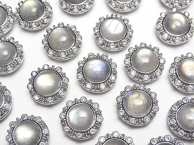 拉長石 AAA - 包鑲圓形穿孔款 13x13mm 1顆