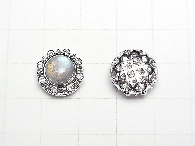 拉長石 AAA - 包鑲圓形穿孔款 13x13mm 1顆