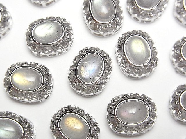 拉長石 AAA - 包鑲橢圓形通孔款 13x11mm 1個